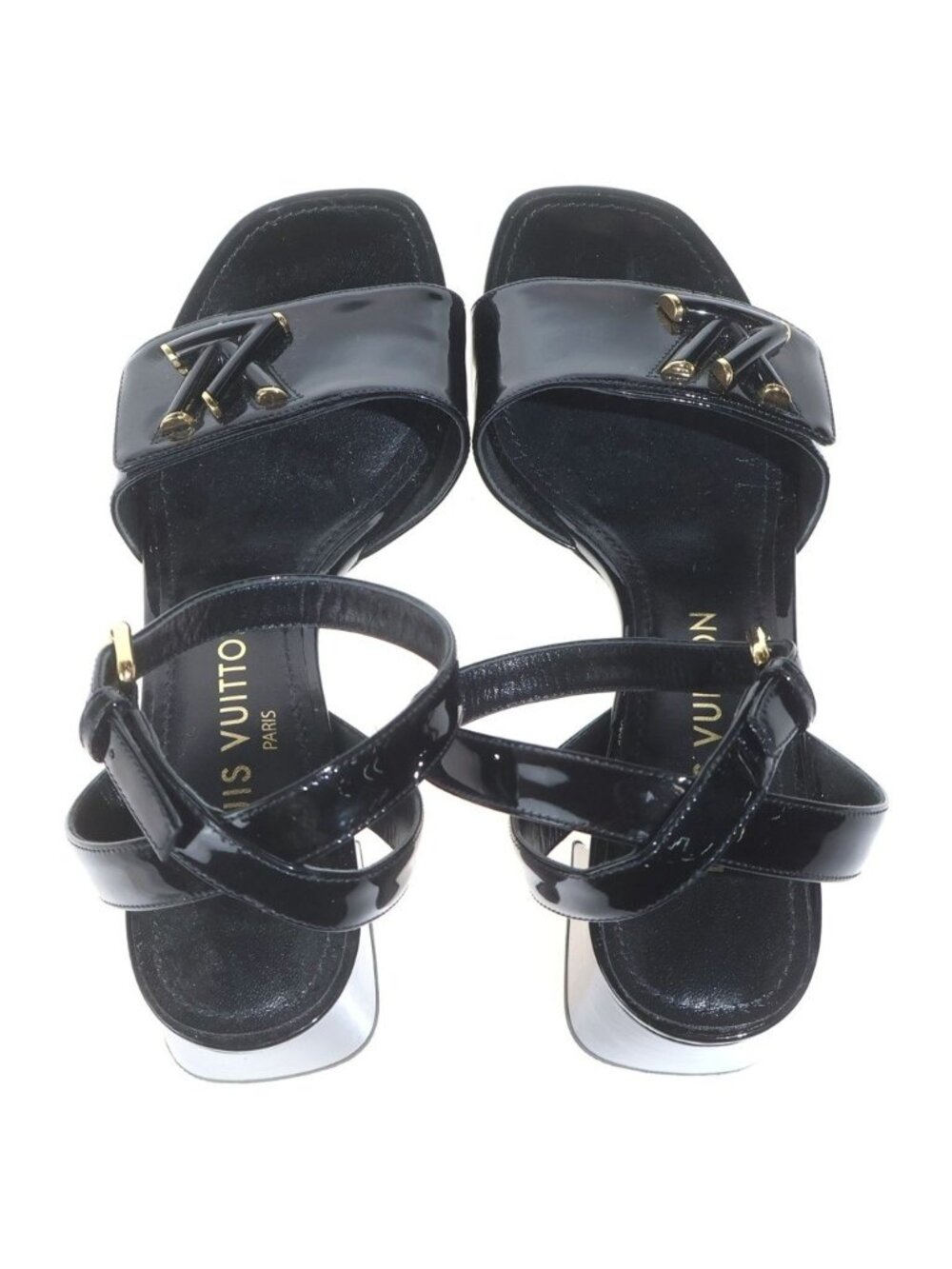 Louis Vuitton LV Sandals Enamel Leather Black - Picture 4 of 6